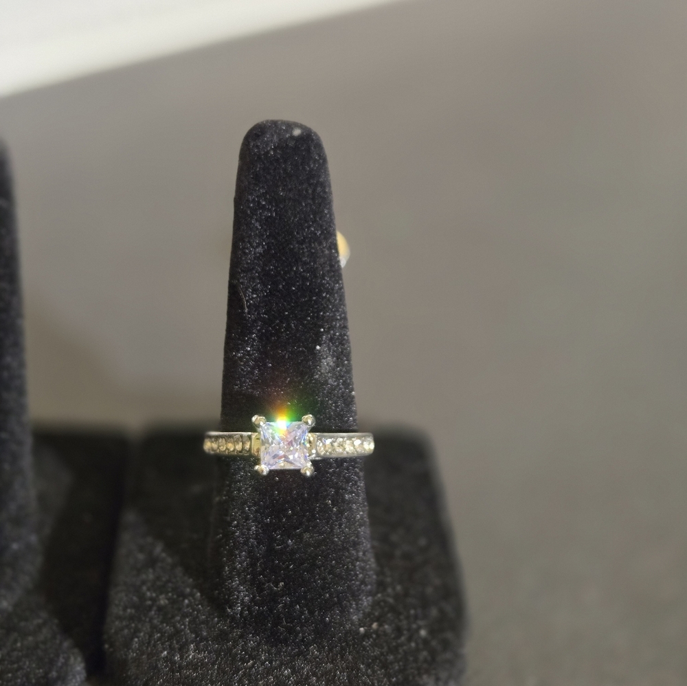 Princess cut simulated diamond size 7 engagement/wedding set..25037